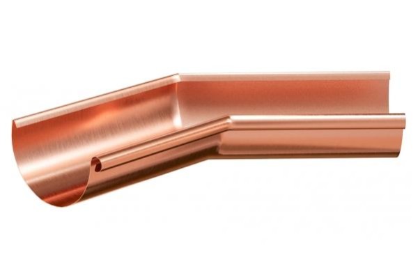 Водосток Aquasistem, система 125x90 - Угол желоба внутренний медный 135° купить в Орске