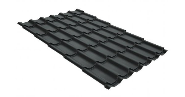 Металлочерепица классик GL 0,5 GreenCoat Pural RR 23 темно-серый (RAL 7024 мокрый асфальт) купить в Орске