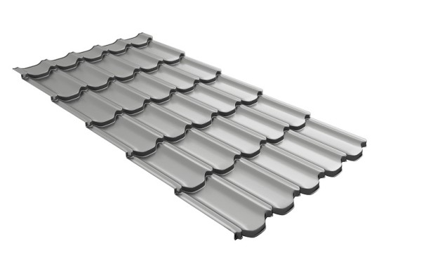 Металлочерепица квинта плюс с 3D резом 0,45 PE RAL 9006 бело-алюминиевый купить в Орске