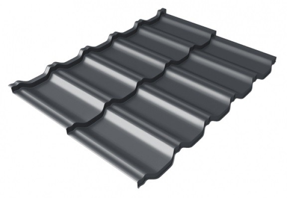 Металлочерепица модульная Квинта Uno Grand Line c 3D резом 0,5 Satin Мatt RAL 7024 мокрый асфальт купить в Орске