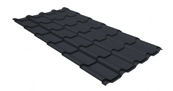 Металлочерепица камея GL 0,5 GreenCoat Pural matt RR 23 темно-серый (RAL 7024 мокрый асфальт) купить в Орске