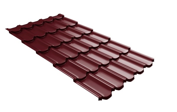 Металлочерепица квинта плюс с 3D резом 0,5 Satin RAL 3005 красное вино купить в Орске