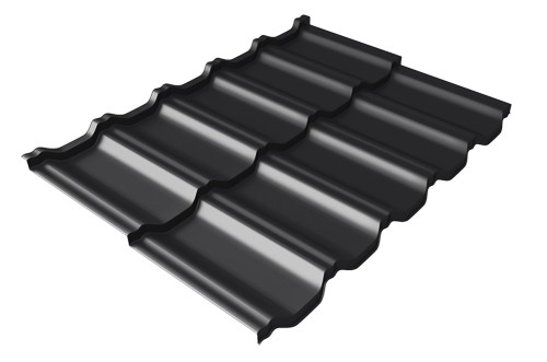 Металлочерепица модульная Квинта Uno Grand Line c 3D резом 0,5 Satin Мatt RAL 9005 черный купить в Орске
