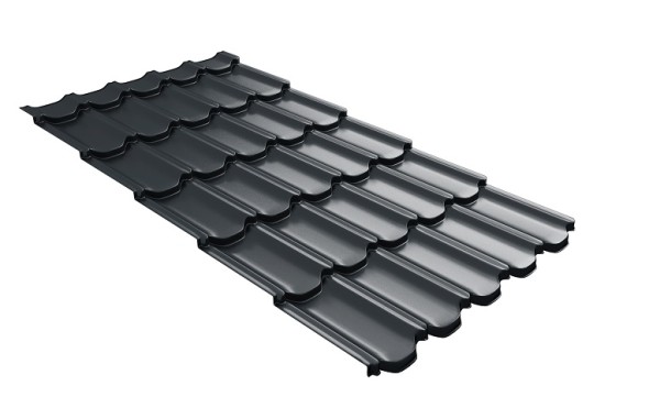 Металлочерепица квинта плюс с 3D резом 0,5 Satin RAL 7016 антрацитово-серый купить в Орске