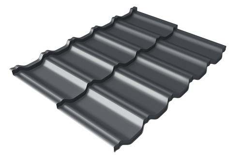 Металлочерепица модульная Квинта Uno Grand Line c 3D резом 0,45 Drap RAL 7024 мокрый асфальт купить в Орске