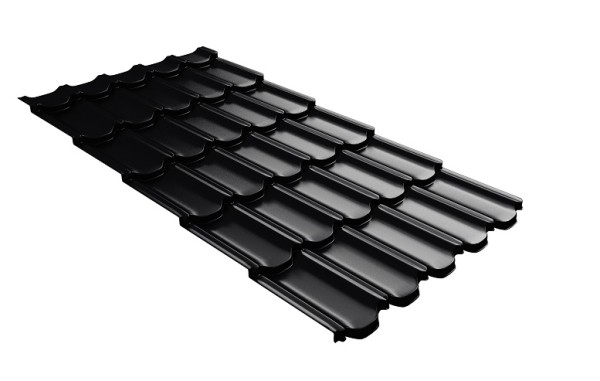 Металлочерепица квинта плюс с 3D резом 0,5 Satin Мatt RAL 9005 черный купить в Орске